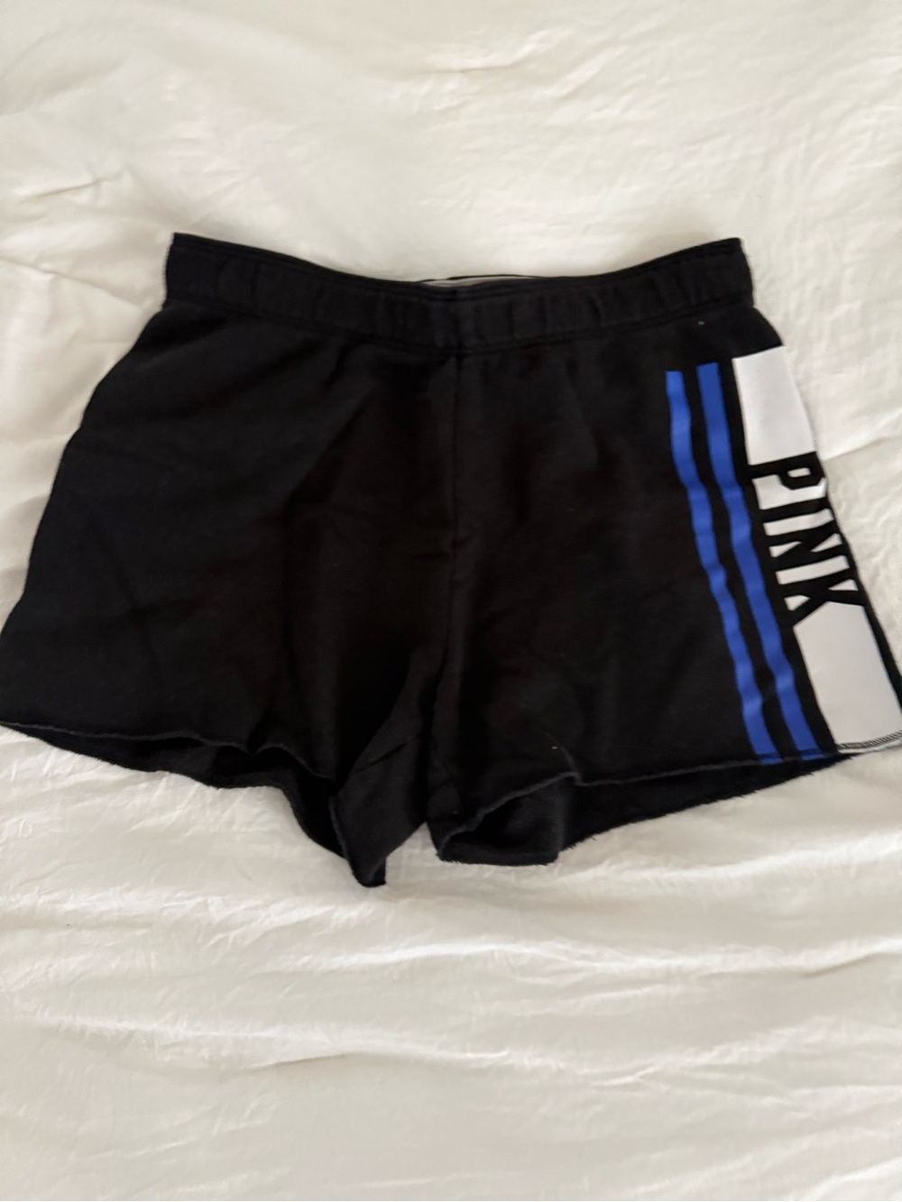 Victoria's Secret PINK Black Shorts with Blue and White Side Panel